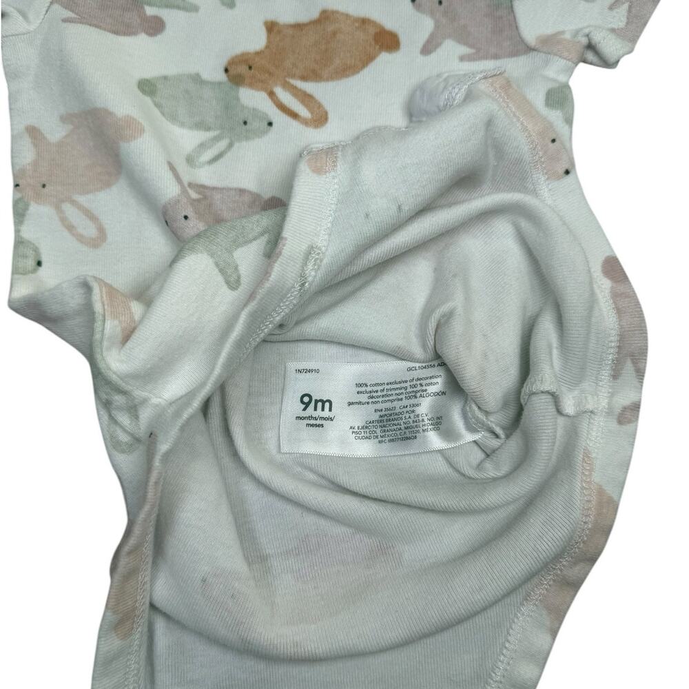 Carter's Bodysuit Bundle Baby Girl Bunnies Green 9 Months - Picture 9 of 9